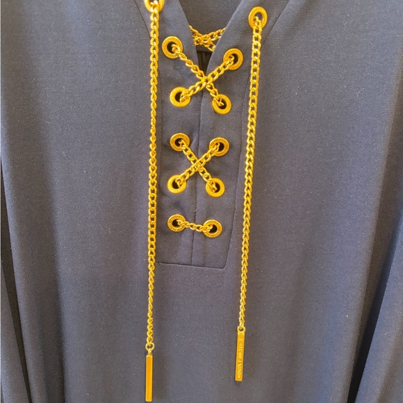 Michael Kors Deep Blue Lace-Up Long Sleeve Dress - Picture 3 of 4